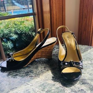 Nine West black Patten wedges